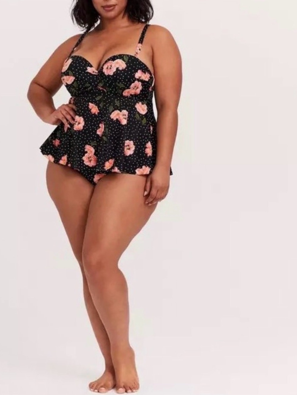 TORRID Tankini Floral Dot Twist Front Underwire Top size 2-D/DD NWT - Picture 2 of 16